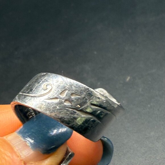 VTG Silco Swirl Engraved Adjustable Spoon Ring Size 10 USA Minimalist Retro - Picture 2 of 6